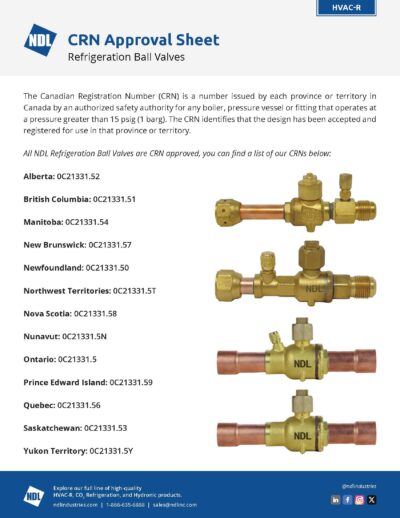 CRN Approval Sheets | Fittings & Valves | NDL Industries