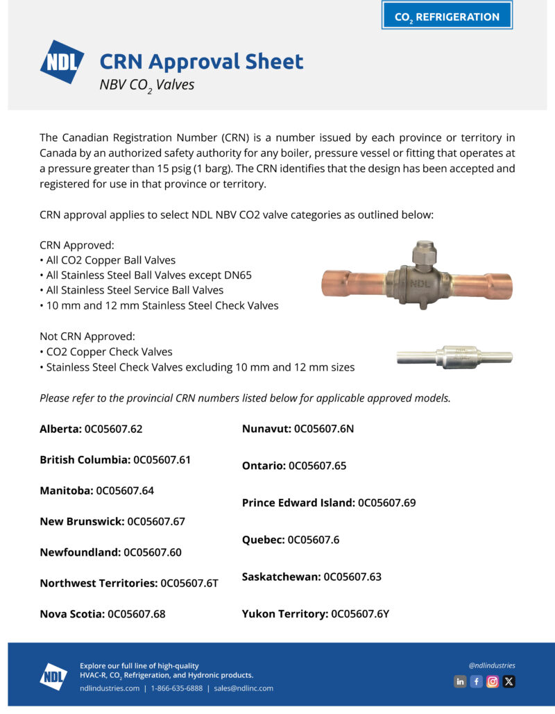 CRN Approval Sheets | Fittings & Valves | NDL Industries